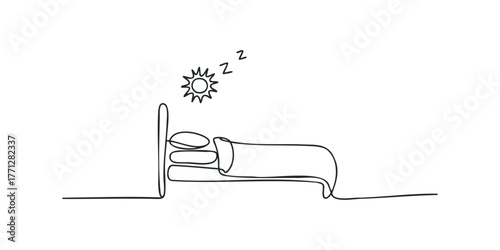 Simple outline of a bed with pillows and blanket