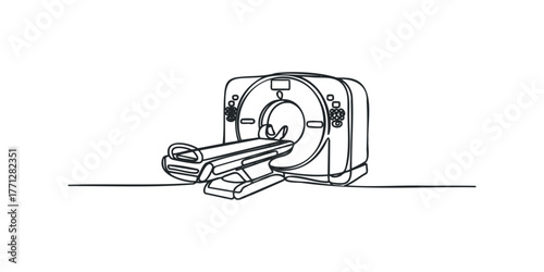 CT scanner medical equipment line art