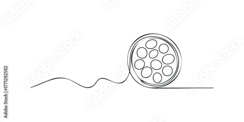 Film reel with unspooling tape line art