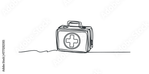 First Aid Kit Drawn with Single Continuous Line