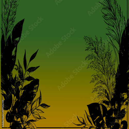 Botanical Frame with Green to Gold Gradient Perfect for organic branding, eco posters, or elegant nature invitations.