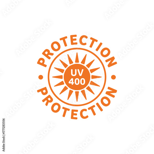 Sun protection symbol with uv 400 rating and rays