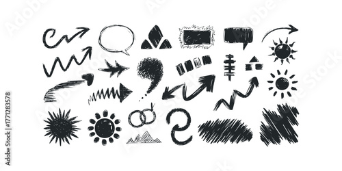 Hand Drawn Scribble Elements and Symbols Collection