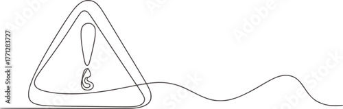 Minimalist warning sign with exclamation mark alert danger