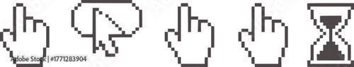 Pixel art cursors and hourglass icons computer