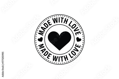 Handmade heart stamp made with love circular emblem