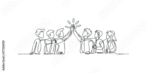 Team celebrates success with high five