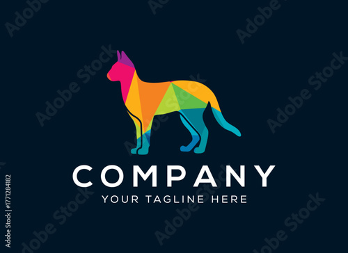 Cat Colorful Logo Design Vector