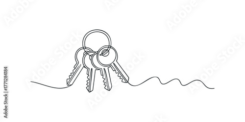 Bunch of keys on a simple white background