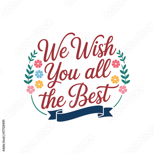 We wish you all the best floral greeting card design