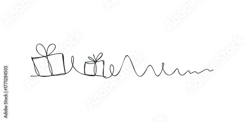 Gift boxes connected by a continuous line