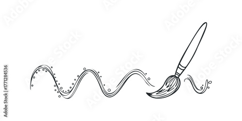 Brush stroke with dots and swirls