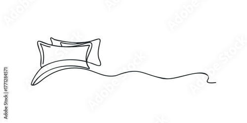 Minimalist abstract outline of two pillows on a wavy surface