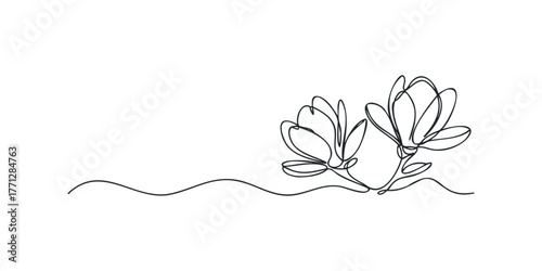 Two flower buds in continuous line drawing style