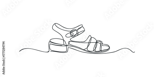Single line drawing of a woman's sandal