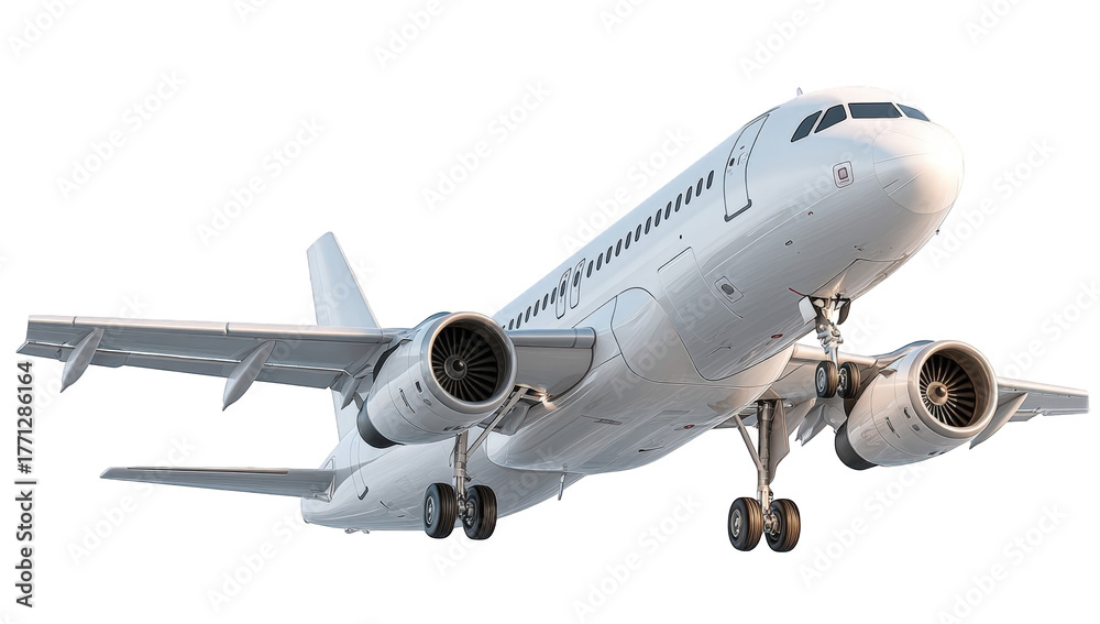 Obraz premium White airplane in flight (2)