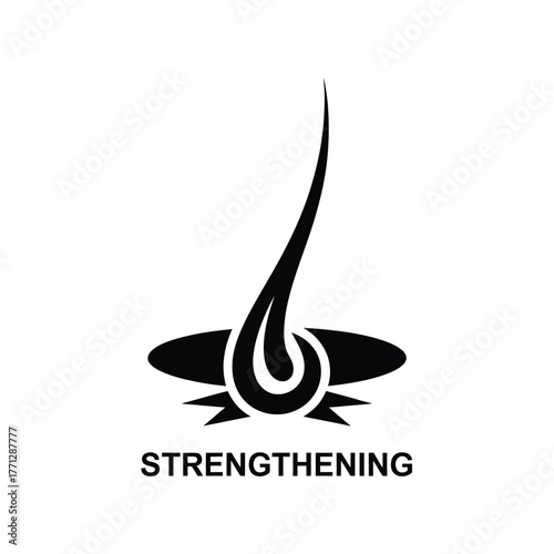 Stylized hair strand icon representing strengthening