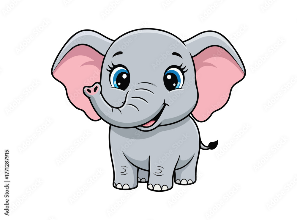 Naklejka premium Cartoon happy elephant