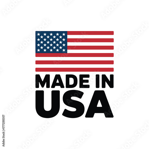 Proudly made in usa emblem with american flag