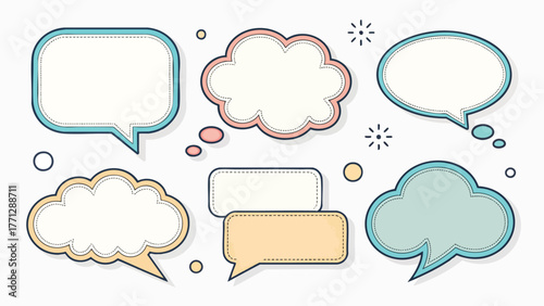 Set of Empty Text Boxes , Comic Speech Bubbles