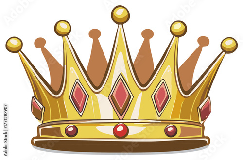 Golden crown illustration featuring diamonds and jewels with regal design for royalty.