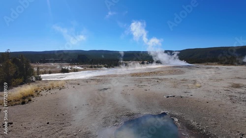 Steamy Upper Geyser Basin with Old Faithful Lodge