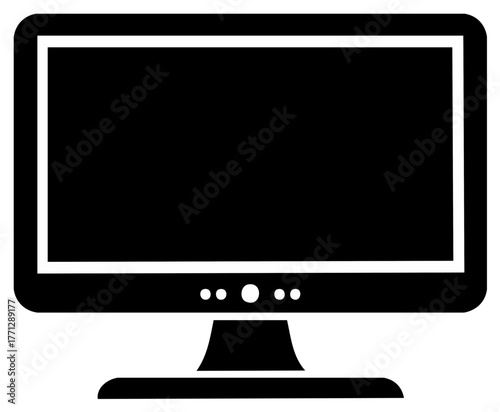 Computer monitor silhouette showing display screen and monitor stand
