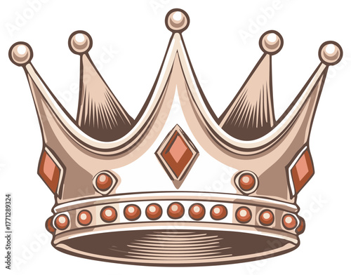 Stylized Crown Illustration, Embellished Headwear Royalty, Power, Authority