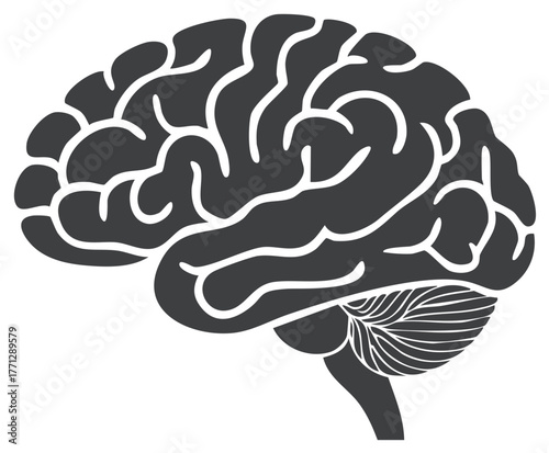 Human brain profile vector illustration symbol for intelligence, thought, and mental health