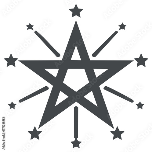 Intricate Star Design, Starburst Pattern, Abstract Starry Illustration, Geometric Star Icon