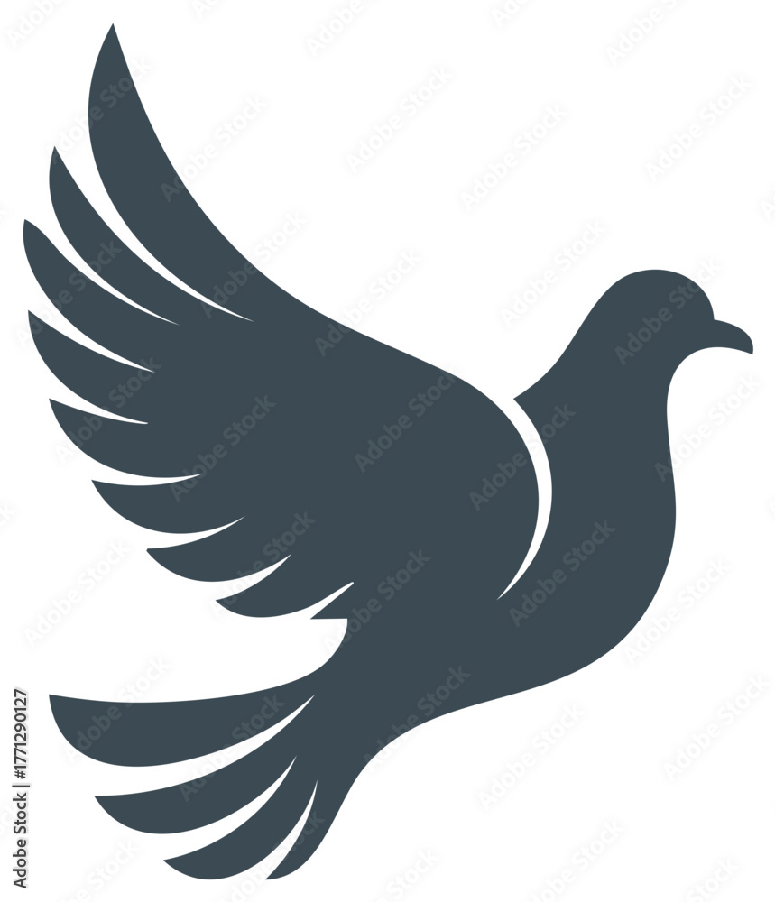Obraz premium Dove in Flight Illustration, Peace Symbol, Graceful Bird Silhouette
