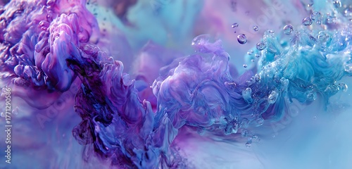 Vibrant violet haze glowing behind bathroom glass with abstract moisture forms