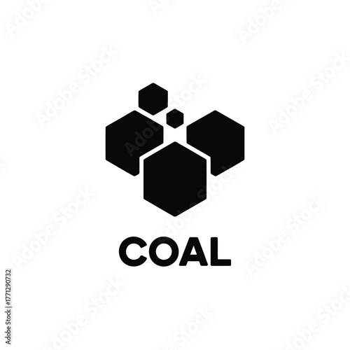 Abstract hexagonal coal mining industry logo design
