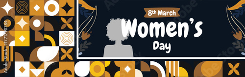 International Women’s Day Modern Abstract Banner – Global Women Empowerment, Girl Power, Feminism Celebration Poster, Inspirational Female Equality Movement Vector Background