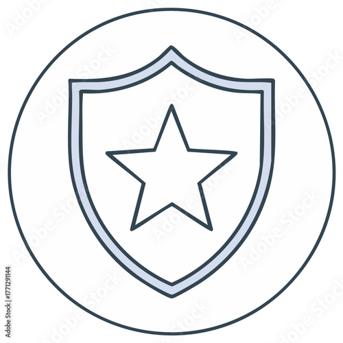 Iconic Shield with Star Symbol Illustration for Security and Achievement