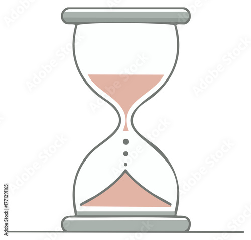 Modern Hourglass Timer Icon with Flowing Pink Sand for Time Management