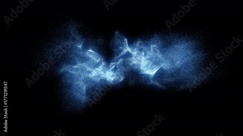 Blue energy particle smoke shockwave. Magic-style digital shockwave, explosive shockwave effect, explosion effect on transparent background. Glowing shockwave particles. Alpha channel.Overlay template