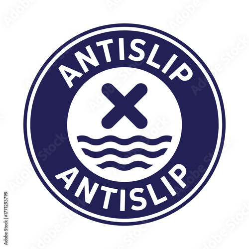 Antislip symbol with water waves and cross mark