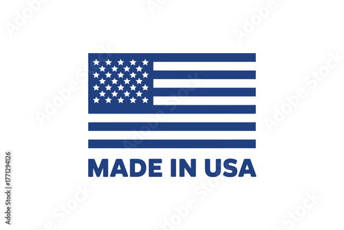 Classic american flag symbol with made in usa text