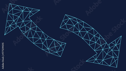 Abstract digital representation of two arrows pointing up and down, showcasing modern geometric design
