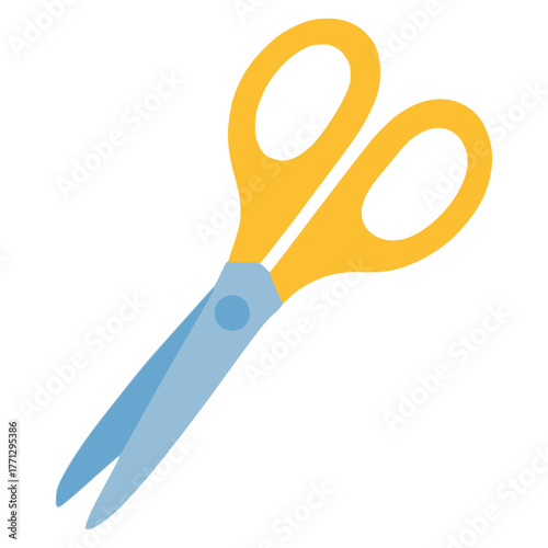 yellow scissor cut tool flat color vector illustration template design
