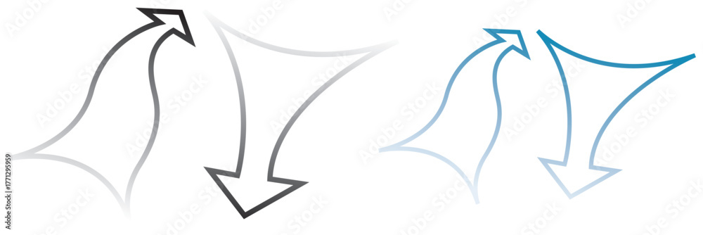 Obraz premium Wind direction site analysis symbols for site planning. Arrow symbols illustrating wind direction and airflow patterns, commonly used in site analysis, planning. Vector illustration.