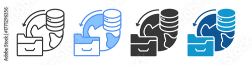 Data Sharing Icon Set Multiple Style Collection