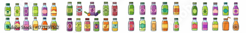 Colorful soda bottles collection with labels