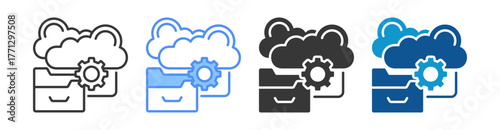 Data Migration Icon Set Multiple Style Collection