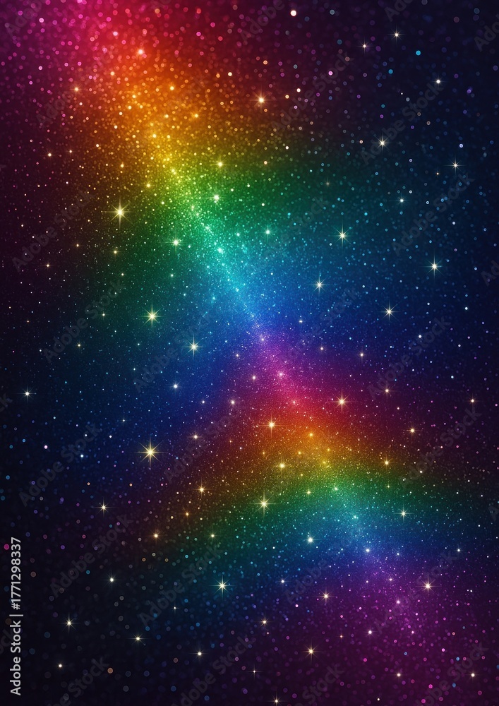 Fototapeta premium Vibrant cosmic rainbow starry night