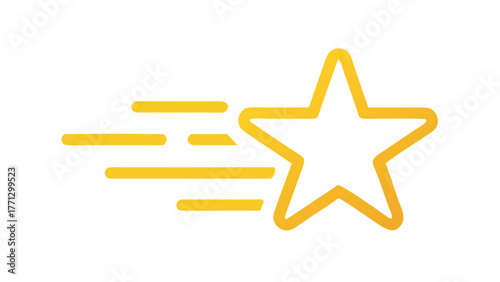 A Yellow Star Flying with Motion Lines on Black Background