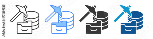 Data Mining Icon Set Multiple Style Collection
