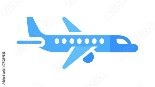 A blue airplane icon against a black background