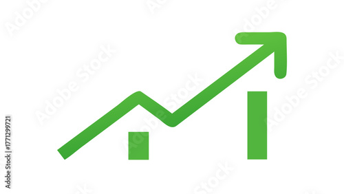 Green upward trending arrow icon for business performance metrics